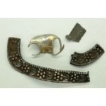Medieval silver attachments, possibly to book. P&P Group 0 (£5+VAT for the first lot and £1+VAT
