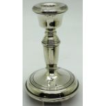 B & Co sterling silver candlestick, H: 10 cm, 114g. P&P Group 1 (£14+VAT for the first lot and £1+