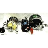 Three Multiplier Reels to include Penn no 49 Super Mariner, Mitchell 624 and Fisherman 151. P&P