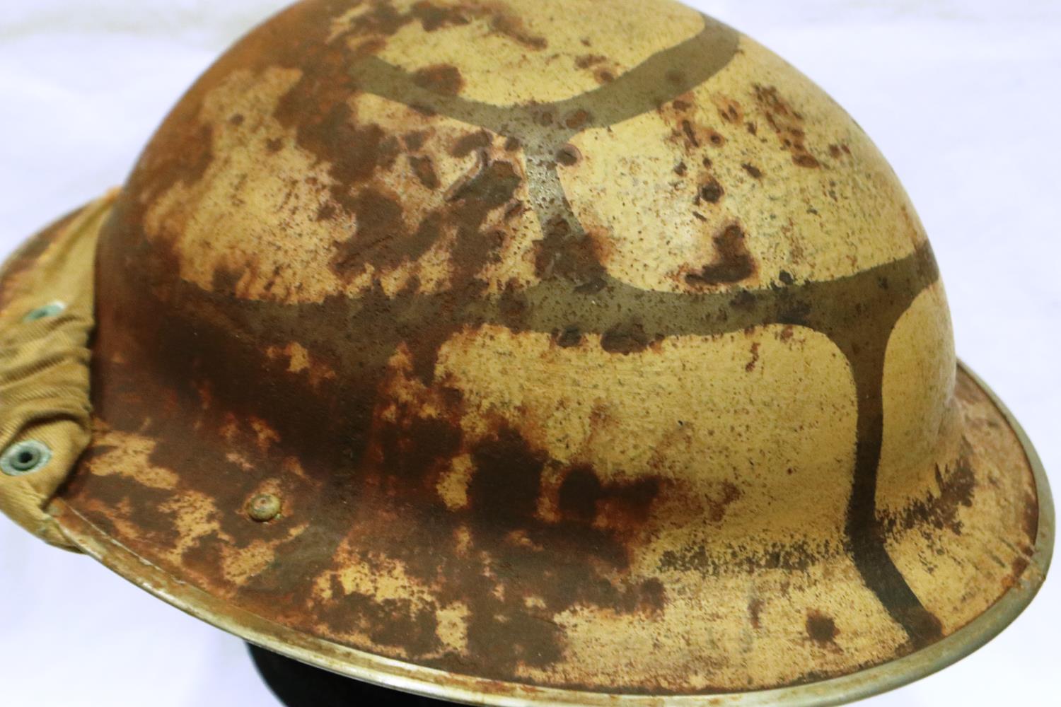 WWII British MK II helmet, painted in Malta camouflage. P&P Group 2 (£18+VAT for the first lot - Image 2 of 3