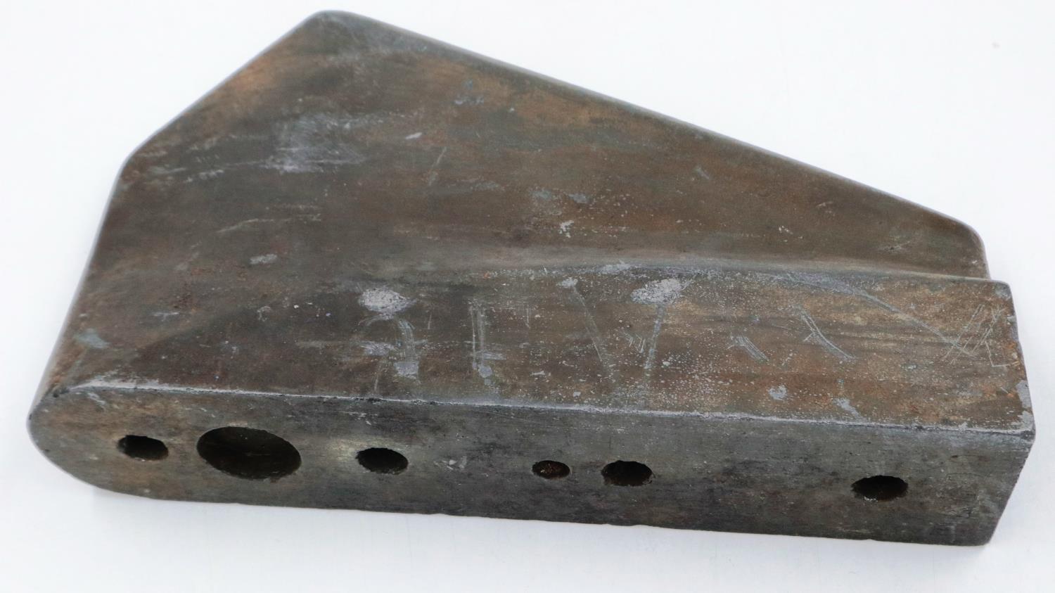 WWII German V-2 rocket graphite steering vane, with six mounting holes to the base, serial number - Image 2 of 2