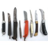 Eight mixed folding knives, including a 1937 dated example. P&P Group 2 (£18+VAT for the first lot