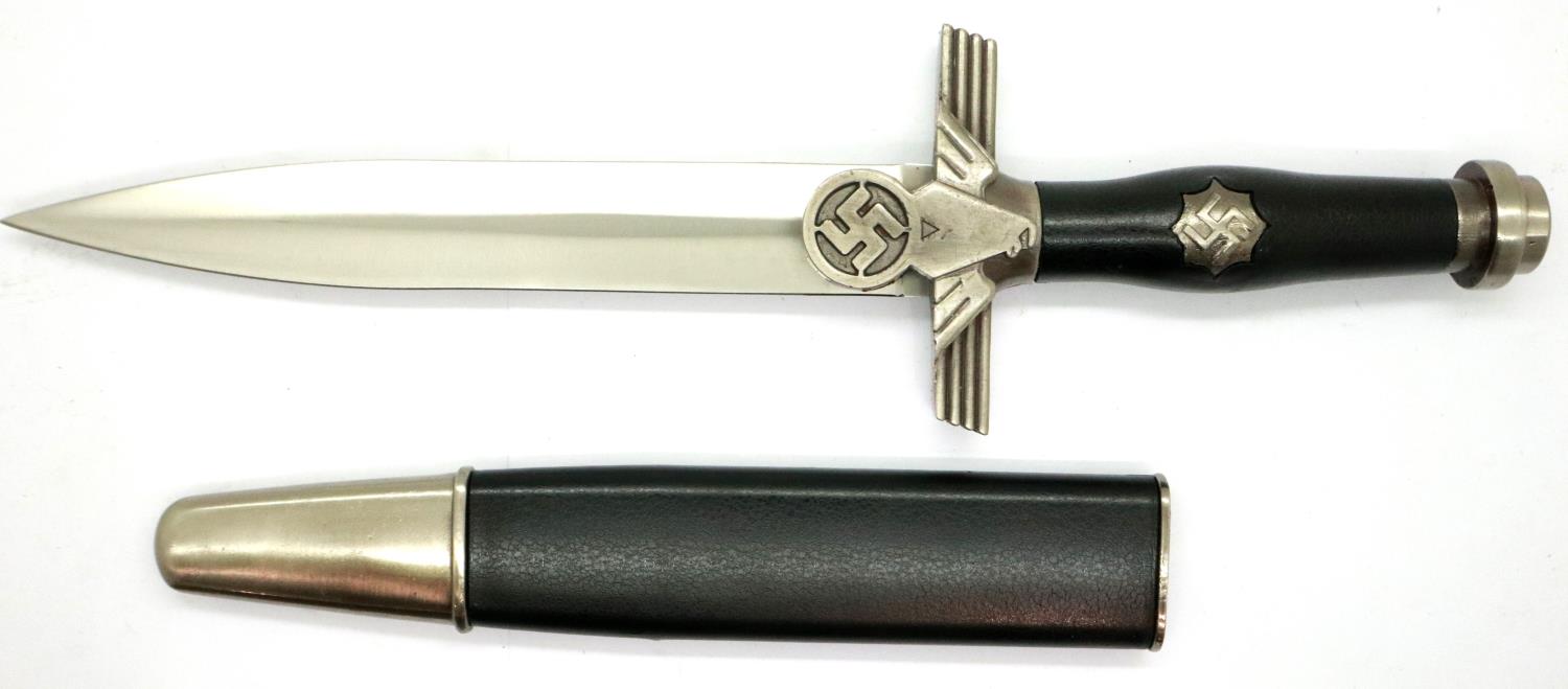 A replica Third Reich RLB presentation dagger, double edged and with sheath. P&P Group 2 (£18+VAT