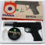 Diana SP50 .177 air pistol, boxed with a tin of pellets. P&P Group 2 (£18+VAT for the first lot