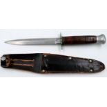 William Rodgers double edged sheath knife, blade L: 17 cm. P&P Group 1 (£14+VAT for the first lot