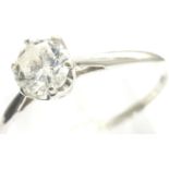 14ct white gold cubic zirconia solitaire, size V/W, 1.6g. P&P Group 1 (£14+VAT for the first lot and