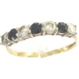 9ct gold half eternity ring set with sapphires and cubic zirconia stones, size U, 1.7g. P&P Group