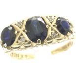 9ct gold ring set with sapphires and diamonds, size M, 3.1g. P&P Group 1 (£14+VAT for the first