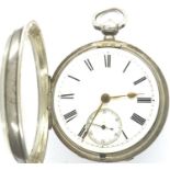 Hallmarked silver pocket watch, Chester assay, not working at lotting. P&P Group 1 (£14+VAT for