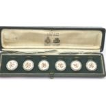 Boxed set of six ceramic and silver plated buttons, D: 19 mm P&P Group 1 (£14+VAT for the first