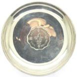 Silver Hong Kong coin set dish, D: 90 mm, 45g. P&P Group 1 (£14+VAT for the first lot and £1+VAT for