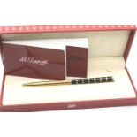 Dupont of Paris gold plated and black lacquer ballpoint pen, boxed, with papers and refill. P&P