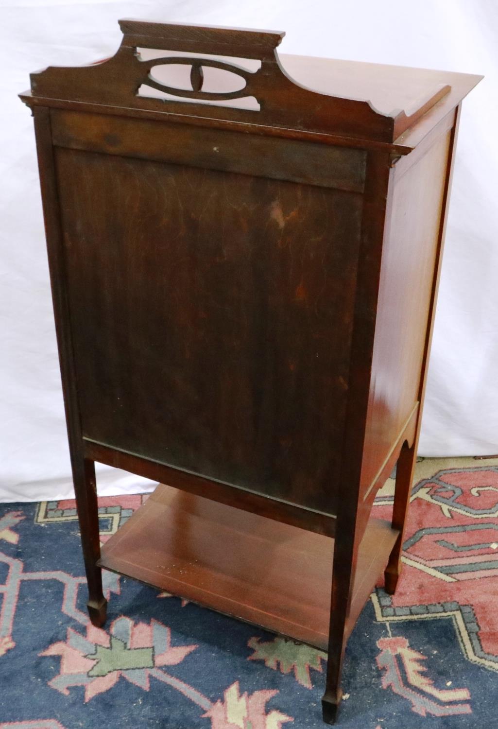 An Edwardian inlaid walnut music chest comprising flight of five drawers with hinged fascias, 53 x - Image 6 of 6