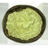 Medieval glass Intaglio design of Phoenix house crest, L: 18 mm. P&P Group 0 (£5+VAT for the first