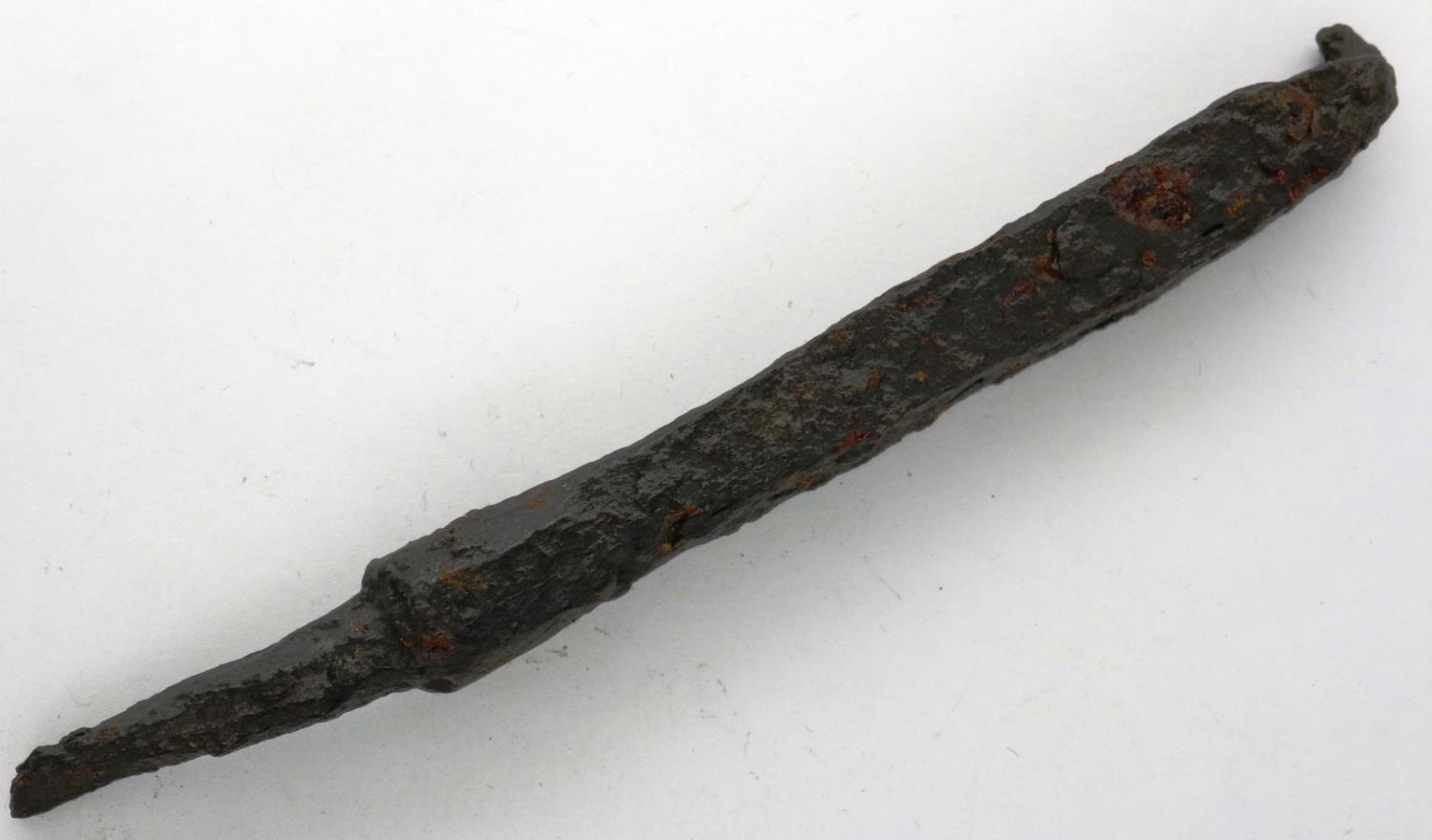 English Civil War heavy crossbow bolt, used against cavalry, impact damage evident. P&P Group 0 (£ - Image 2 of 2