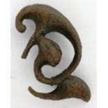Victorian iron brooch talisman of a sea creature, H: 40 mm. P&P Group 0 (£5+VAT for the first lot