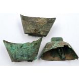 Three Medieval bronze bells, L: 75 mm. P&P Group 0 (£5+VAT for the first lot and £1+VAT for