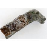 Roman Zoomorphic bronze knife handle animal head, L: 50 mm. P&P Group 0 (£5+VAT for the first lot