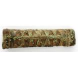 6-7th century Anglo Saxon bronze strap end, L: 45 mm. P&P Group 0 (£5+VAT for the first lot and £1+