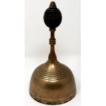 Georgian wood and brass hand bell, H: 19 cm. P&P Group 1 (£14+VAT for the first lot and £1+VAT for