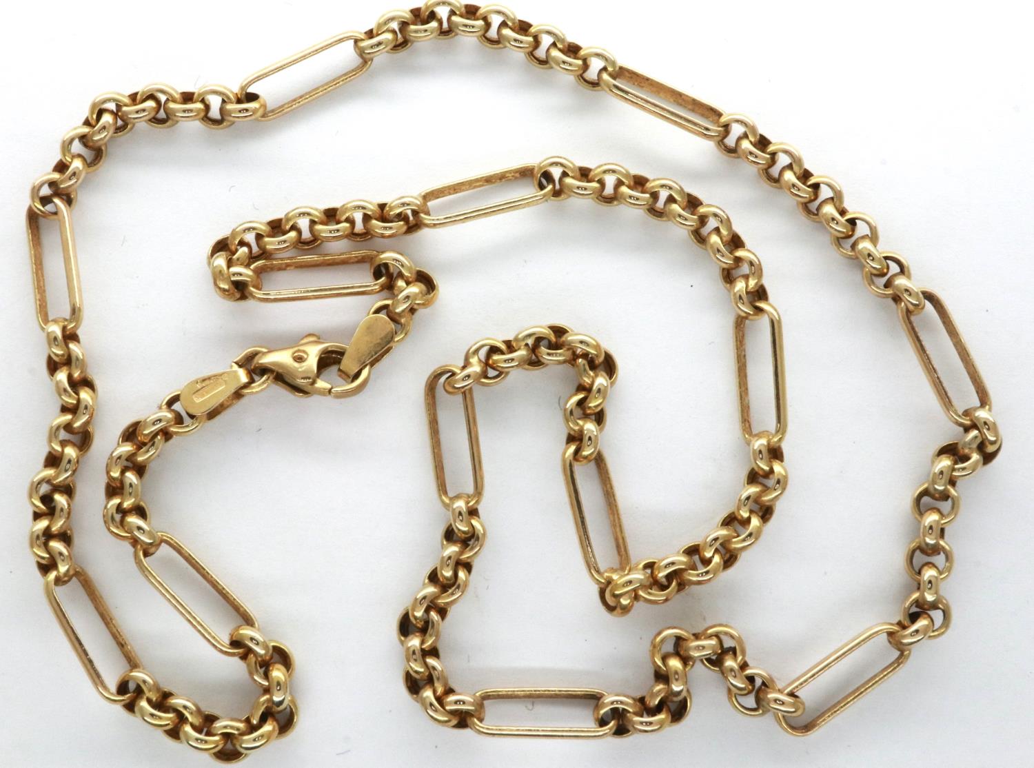 9ct gold trombone neck chain, L: 46 cm, 3.4g. P&P Group 1 (£14+VAT for the first lot and £1+VAT