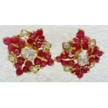 Pair of 18ct gold ruby and cubic zirconia set stud earrings, 5.6g. P&P Group 1 (£14+VAT for the