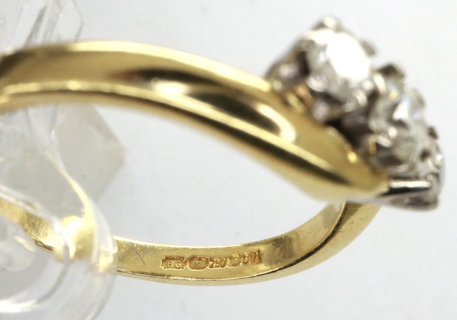 18ct gold trilogy diamond set ring, approximately 0.25cts, size L, 3.5g. P&P Group 1 (£14+VAT for - Image 3 of 3