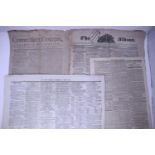 Four newspapers: Liverpool Mercury 1811, The Albion Liverpool 1832, Connecticut Current 1787 and The