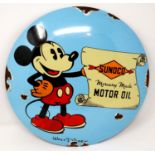 Walt Disney Sunco Motor Oil enamel sign, D: 30 cm. P&P Group 3 (£25+VAT for the first lot and £5+VAT