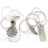 Two 925 silver pendant necklaces including a stone set example, longest chain L: 50 cm. P&P Group