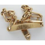 Presumed 9ct gold identity bracelet, inscribed Julie, L: 21 cm, 16.1g. P&P Group 1 (£14+VAT for