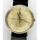 Certina: Blue Ribbon gents automatic wristwatch on a black leather strap, working at lotting. P&P