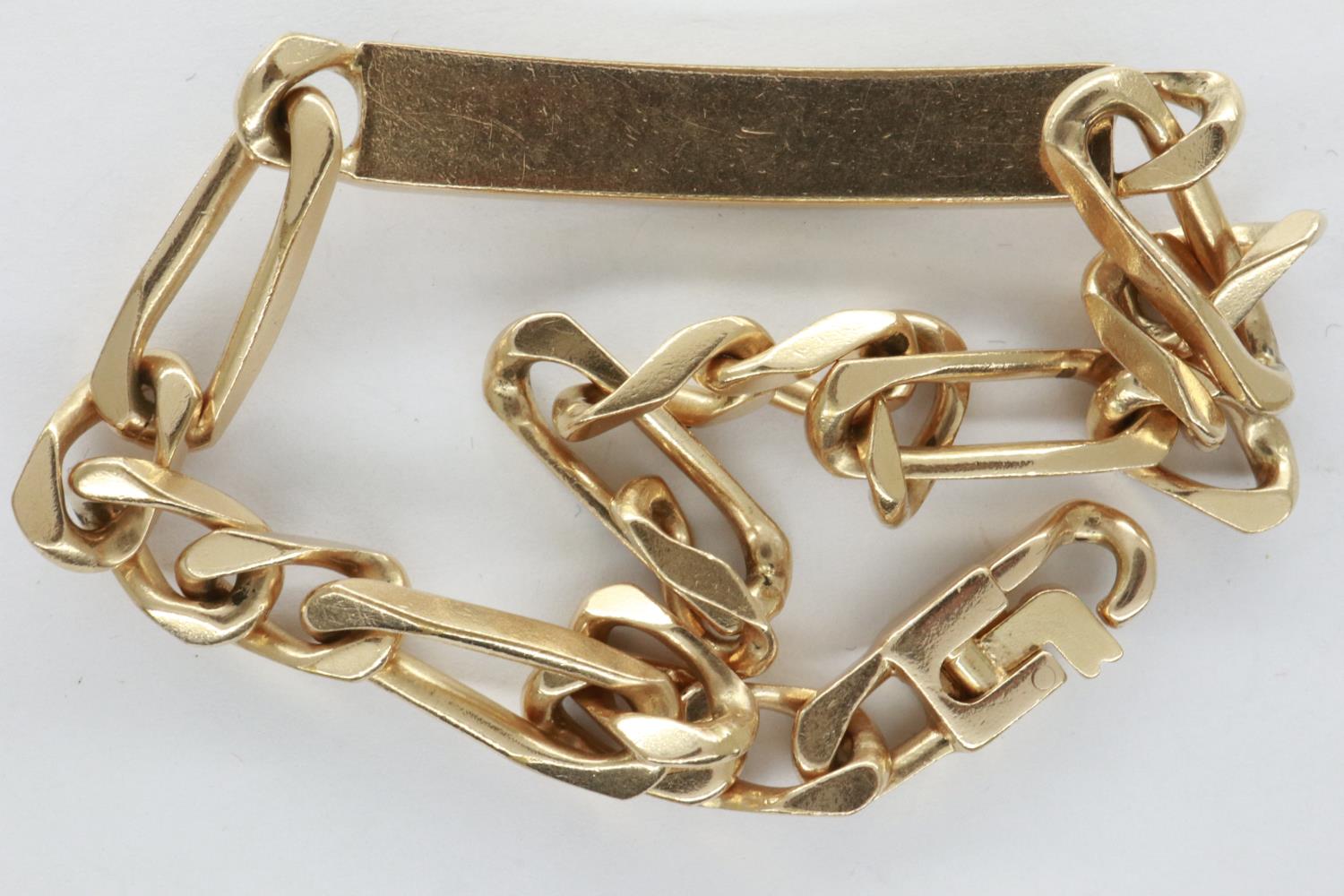 Presumed 9ct gold identity bracelet, inscribed Julie, L: 21 cm, 16.1g. P&P Group 1 (£14+VAT for - Image 2 of 3