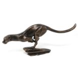 Bronzed cast metal sprinting cheetah, L: 25 cm. P&P Group 3 (£25+VAT for the first lot and £5+VAT