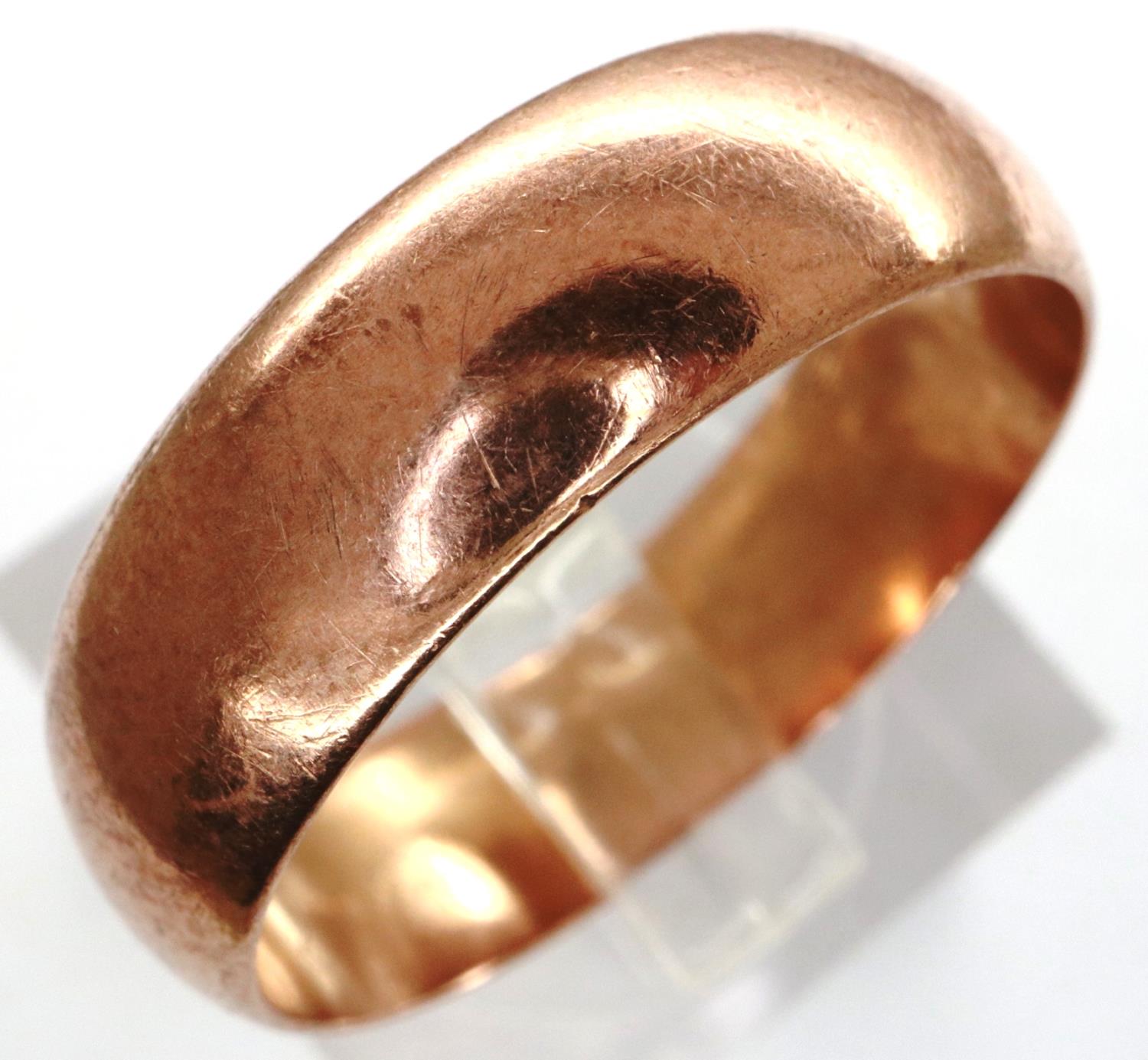 9ct rose gold wedding band, size S, 4.3g. P&P Group 1 (£14+VAT for the first lot and £1+VAT for