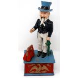 Cast iron Uncle Sam moneybox, H: 29 cm. P&P Group 2 (£18+VAT for the first lot and £3+VAT for