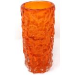 Whitefriars tangerine bark vase, H: 18 cm, very slight chip to rim and base, as well as light