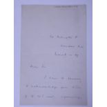 21st March 1889 letter from Lord Salisbury accepting the Presidency of the Liverpool Conservative