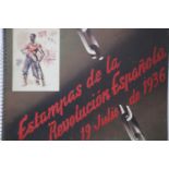 Estampas De La Revolucion Espanola 1936, ring bound folio of lithographs, printed by the Bureaux