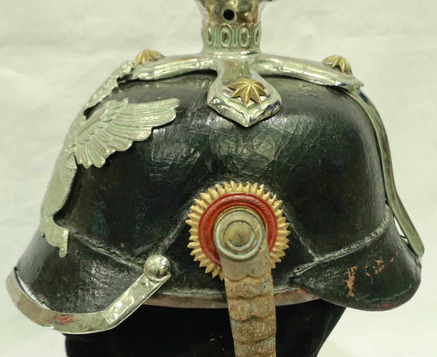 WWI Imperial German restored 1845 model Bayen Dragoner Regiment no 20 Officers Pickelhaube. P&P - Image 3 of 4