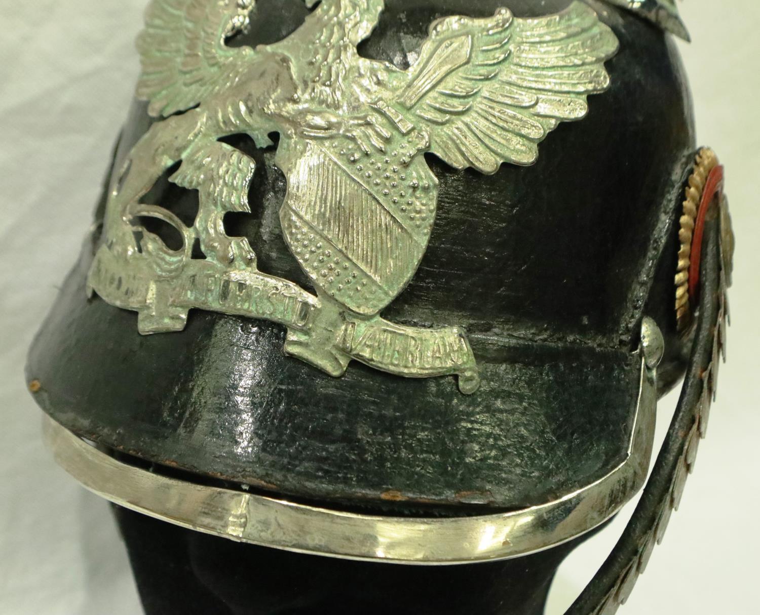 WWI Imperial German restored 1845 model Bayen Dragoner Regiment no 20 Officers Pickelhaube. P&P - Image 2 of 4