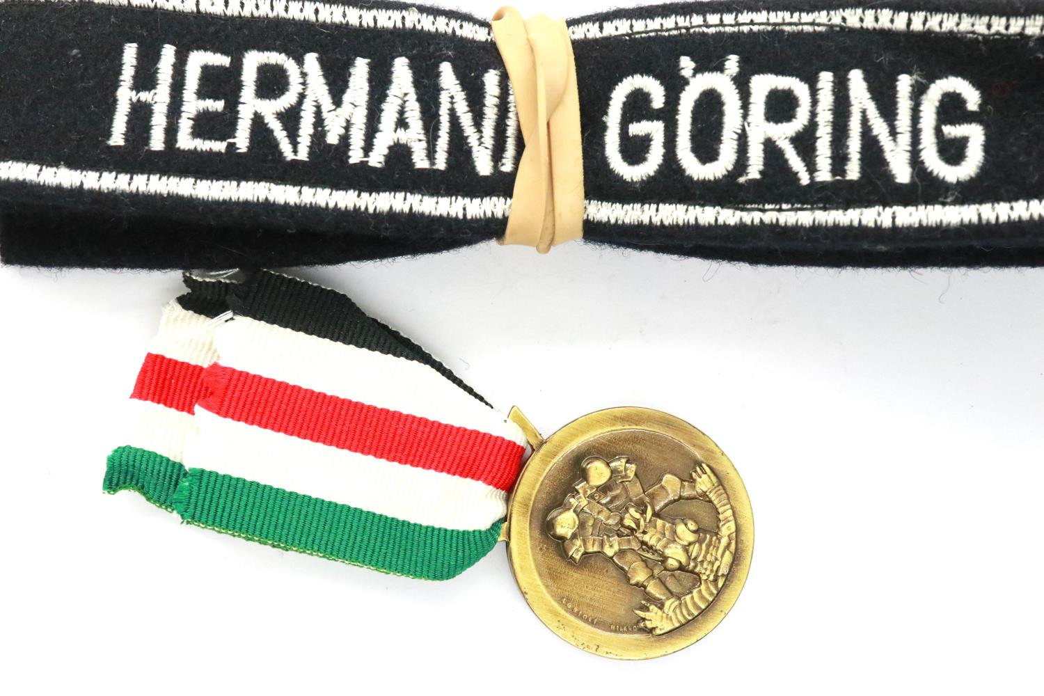 German WWII replica African Campaign and an embroidered Hermann Goring cuff title (2). P&P Group