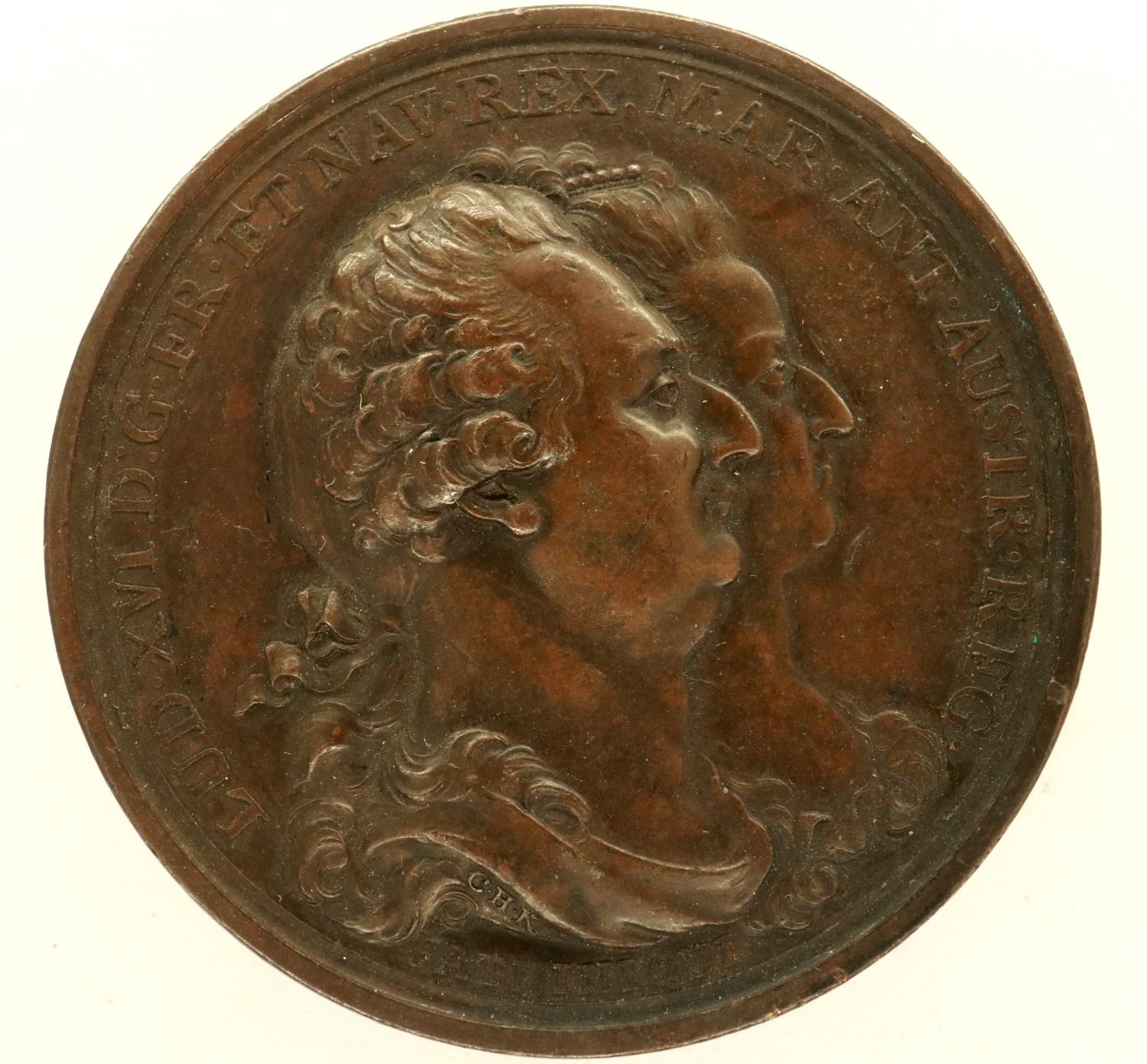 1793 bronze table medal commemorative, struck to commemorate the execution of Louis XVI designed