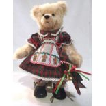 Franklin Mint Heirloom bears; Christmas bear on stand, approximate H: 27 cm. P&P Group 1 (£14+VAT
