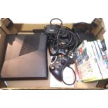 X Box 360, power pack, leads, two controllers and games. P&P Group 1 (£14+VAT for the first lot