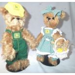 Franklin Mint Heirloom bears to include two John Deere farming bears, on stands, approximate H: 27