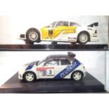 Two Ninco slot cars; Opel and Peugeot both in very good to excellent condition, plastic boxes. P&P