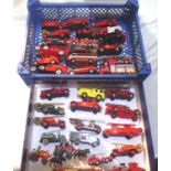 Selection of approximately 30 fire engines, various scales and makes, mostly in good/unboxed