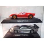 Two Scalextric slot cars to include Ford GT MK11, Mercedes CLK LM, both in very good to excellent