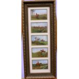 Framed set of four Olive Whitmore postcards, overall 28 x 67 cm. Not available for in-house P&P